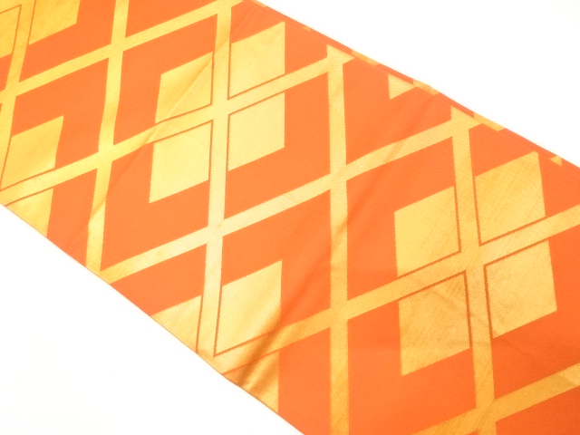 JAPANESE KIMONO / ANTIQUE FUKURO OBI / SILK / WOVEN DIAGONAL GRID